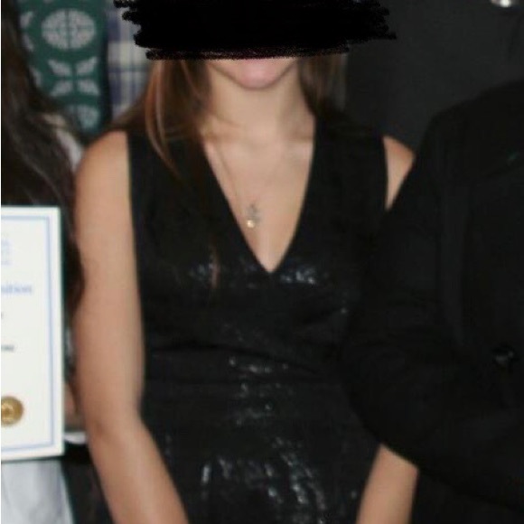 Classy super flattering black v-neck cocktail dress w/a little bit of sparkle ✨ - Picture 2 of 6